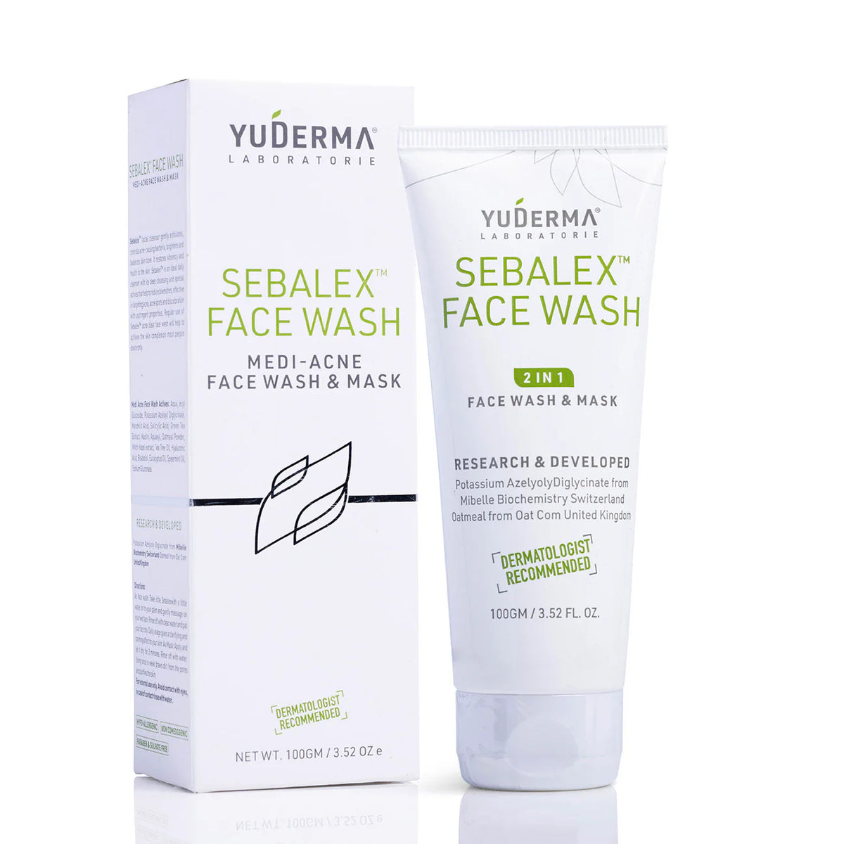 Sebalex Facewash by Yuderma Laboratories Pvt. Ltd. in a pump bottle, showing the product label and clear liquid inside.