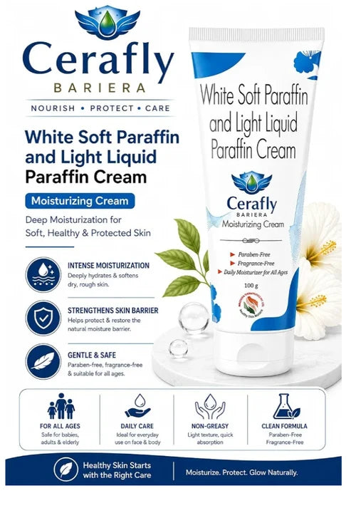 Cerafly Bariera Moisturizing Cream — White Soft Paraffin and Light Liquid Paraffin Cream