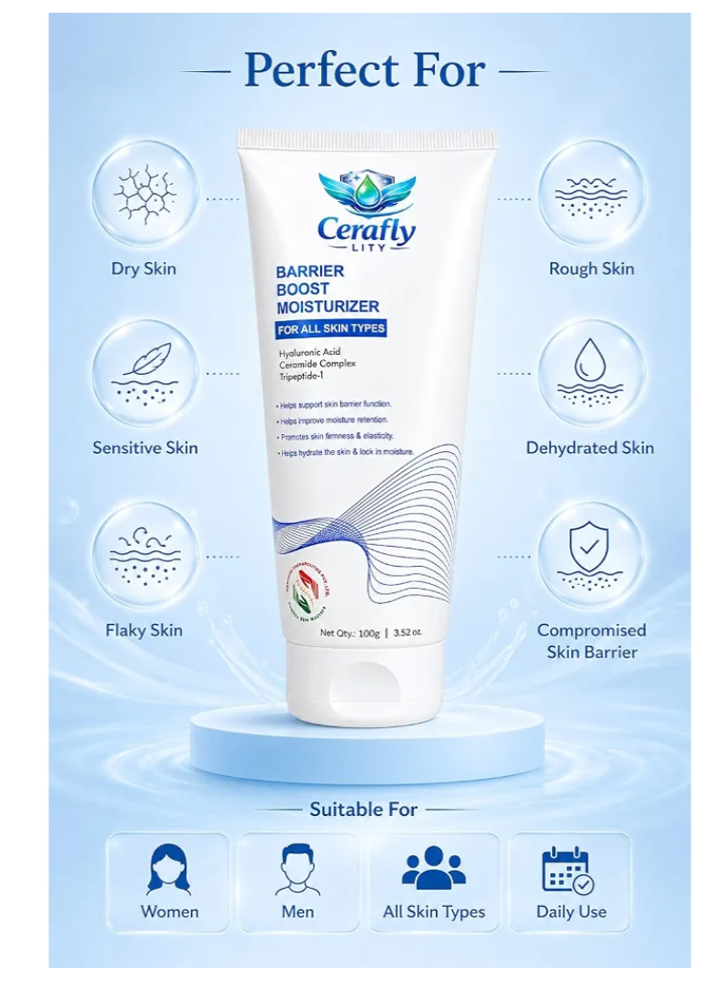 Cerafly Lity Barrier Boost Moisturizer 100 g - For normal to dry skin & sensitive skin, non-comedogenic