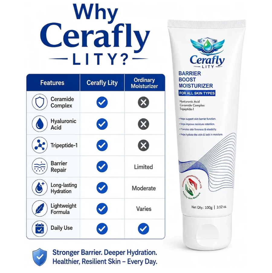 Cerafly Lity Barrier Boost Moisturizer 100 g - For normal to dry skin & sensitive skin, non-comedogenic