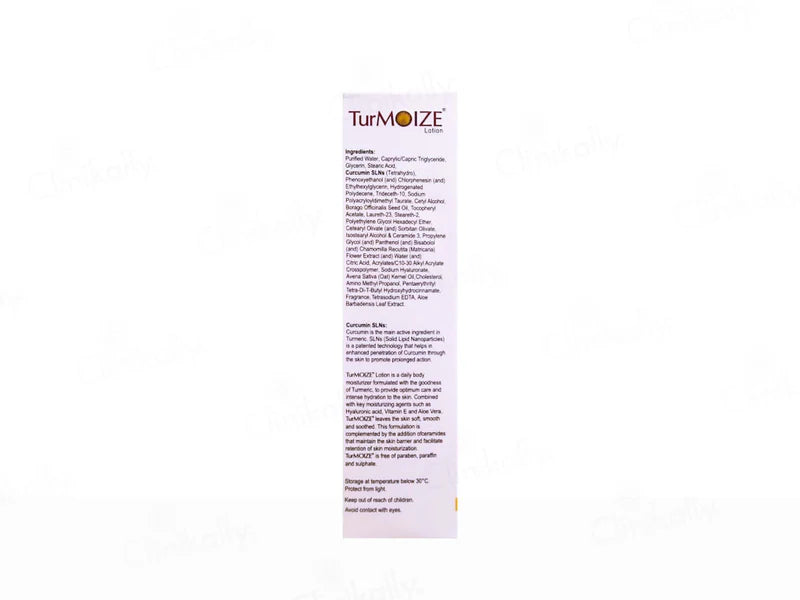 Turmoize Lotion by Nanz Med Science Pharma Pvt. Ltd., 200ml daily moisturizing lotion with smooth, hydrating formula
