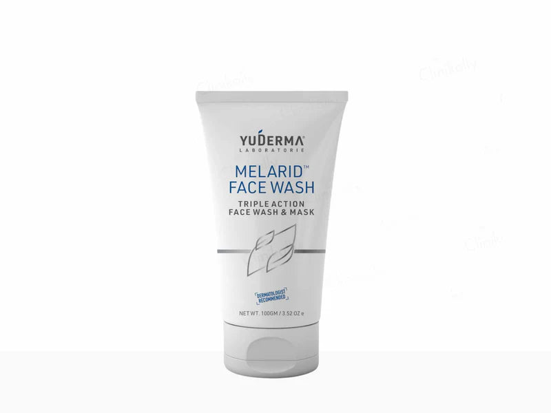 Allodermis Melarid Triple Action Face Wash in 100g tube, showcasing the cleansing formula with a pump dispenser.