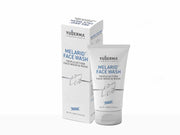 Allodermis Melarid Triple Action Face Wash in 100g, featuring a clear bottle with a blue cap and labeled product packaging.