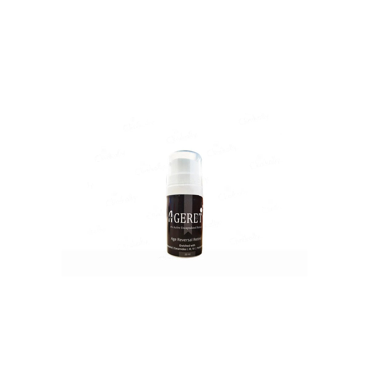 Ageret Age-Reversal Retinol Serum in a sleek bottle, featuring a dropper applicator, designed to improve skin youthful appearance.