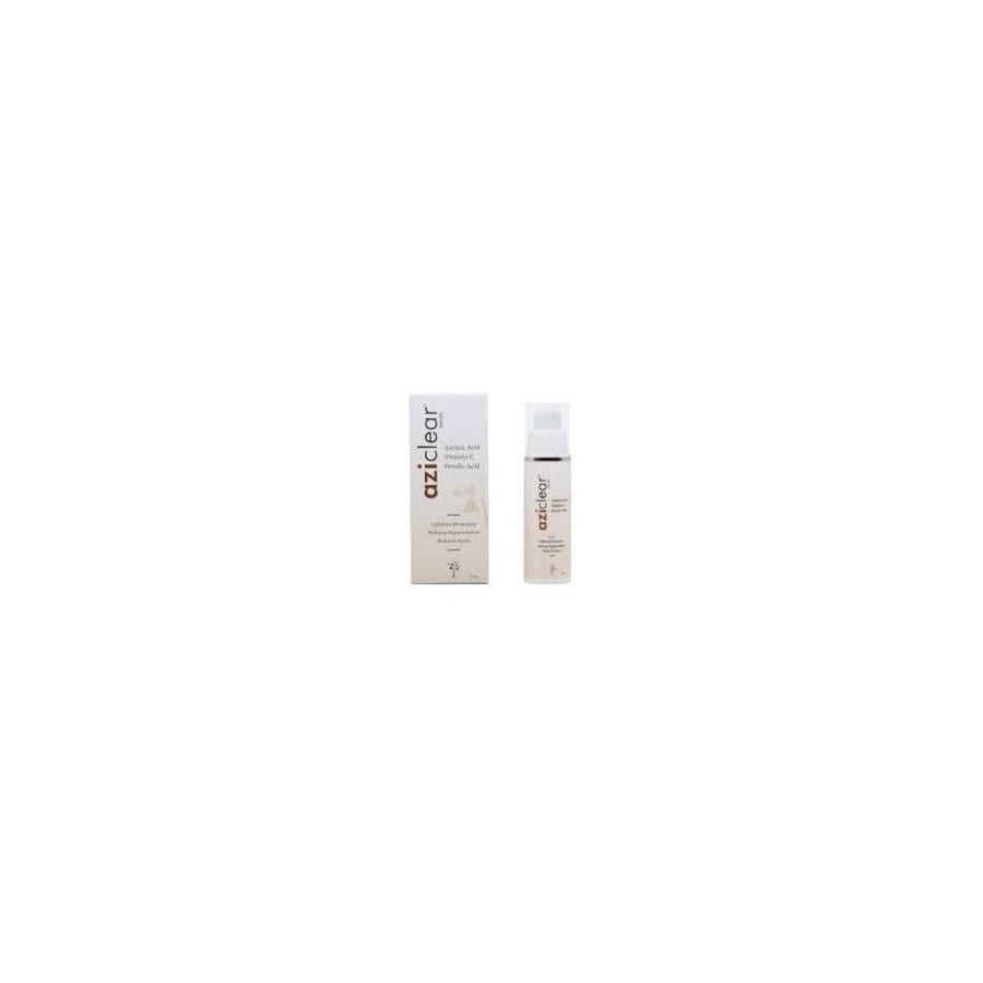 Archeesh Laboratories Aziclear serum featuring a sleek bottle, designed to reduce pigmentation and signs of aging.