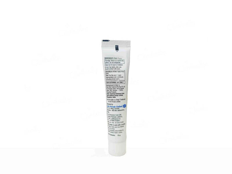 Golite Active Depigmenting Cream by Nanz Med Science Pharma Pvt Ltd, white tube with product label, for skin brightening and dark spot reduction