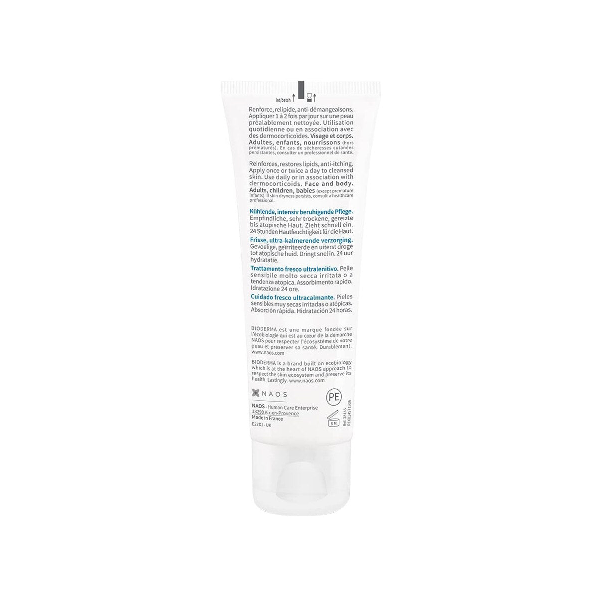 Bioderma Atoderm Intensive Gel-Creme in a white tube with blue and green accents, designed for dry and sensitive skin care.