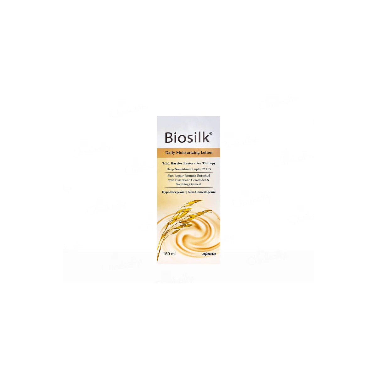 Biosilk Daily Moisturising Lotion by Ajanta Pharma shown in a sleek bottle with a pump dispenser on a white background.