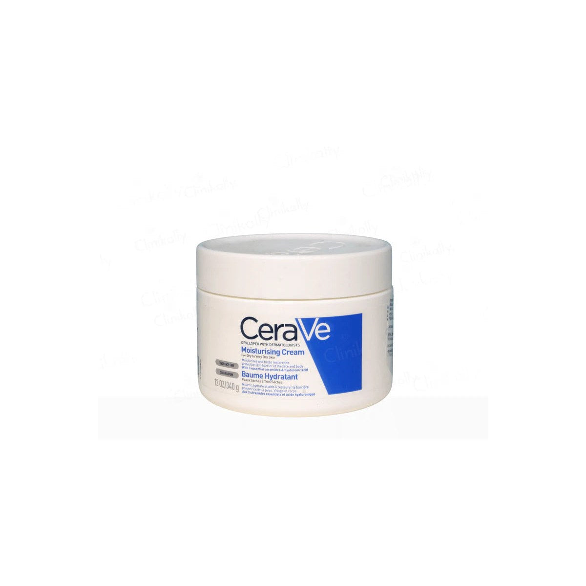 L'Oreal Cerave Moisturising Cream in a 340g jar, suitable for dry to very dry skin, with a smooth, creamy texture.