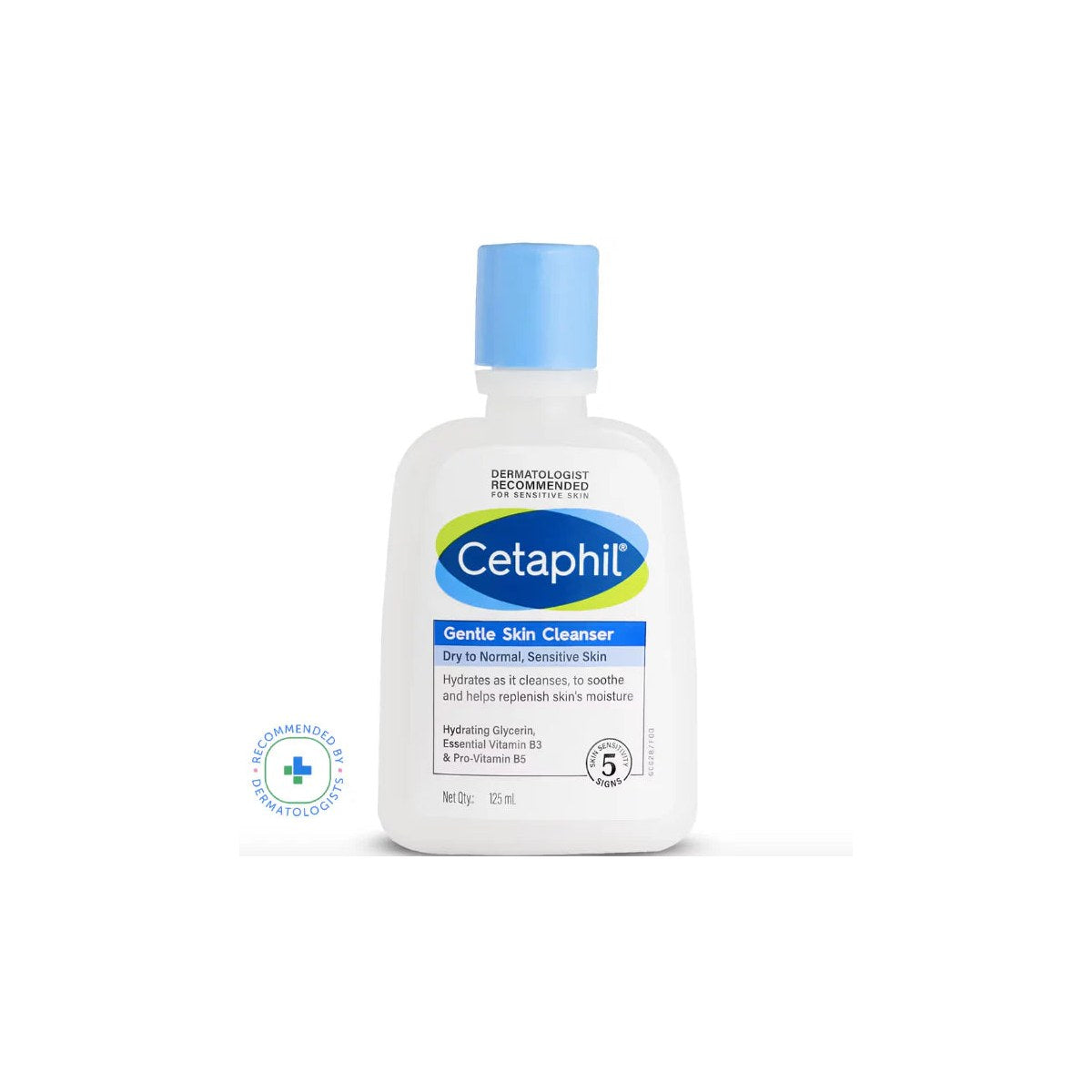 Allodermis Cetaphil Gentle Cleanser bottle with white pump, suitable for sensitive skin, on a clean white background.
