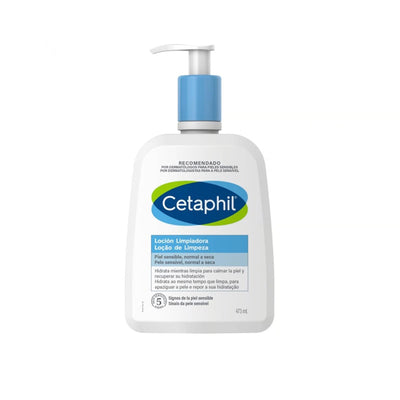 Cetaphil Gentle Skin Cleanser for dry and sensitive skin in a 473ml bottle, suitable for gentle facial cleansing.
