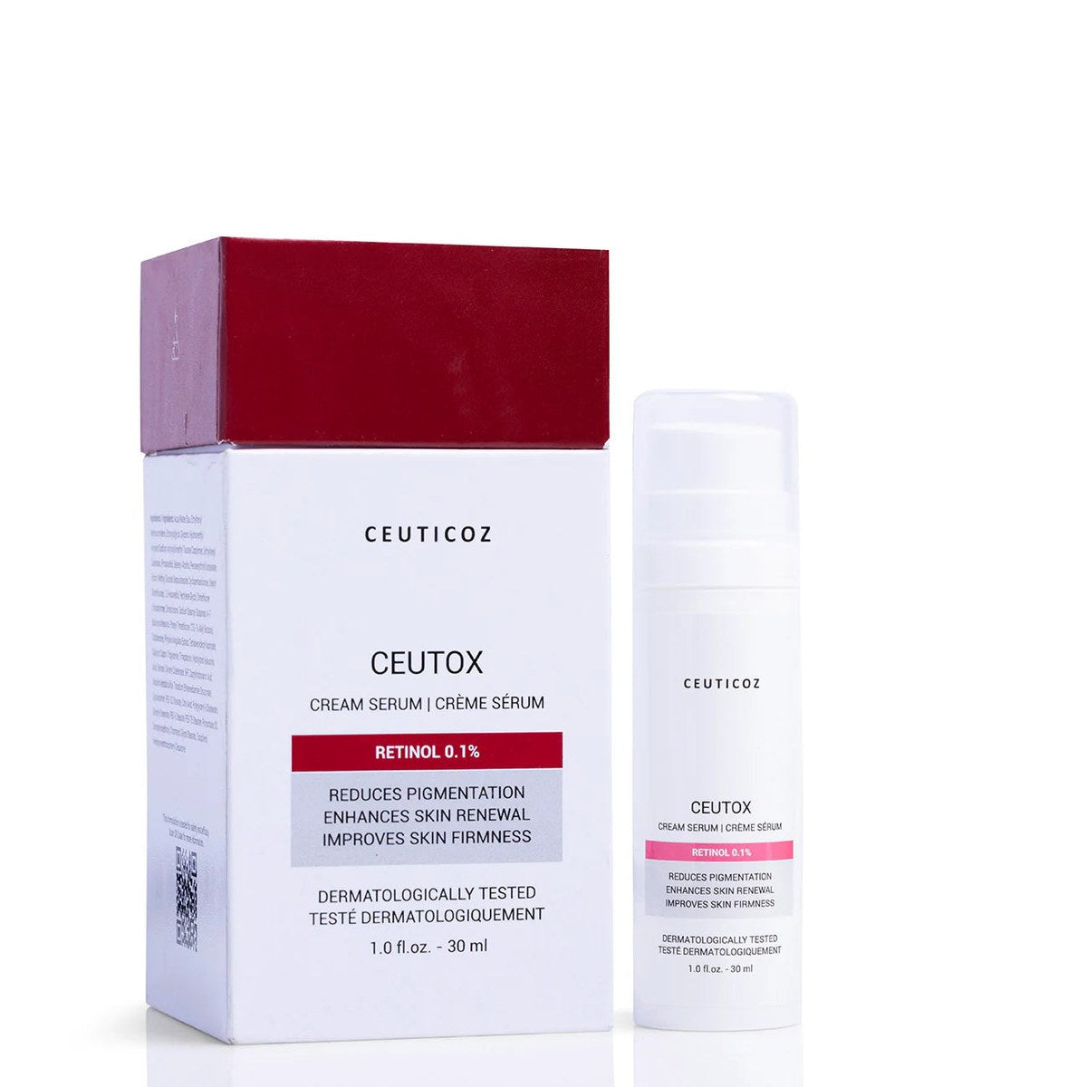 Ceuticoz Ceutox Serum bottle from Hitech Formulations Pvt. Ltd. showcasing the product packaging on a plain background.