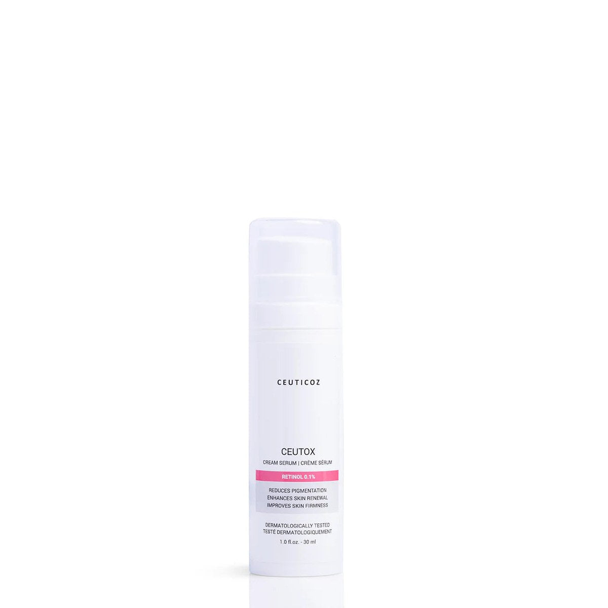 Ceuticoz Ceutox Serum by Hitech Formulations Pvt. Ltd. in a sleek bottle, with dropper cap and clear liquid inside.