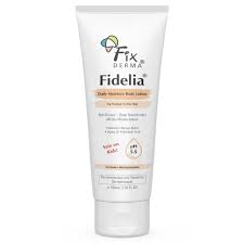 Allodermis Fixderma Fidelia Daily Moisture Body Lotion bottle with pump, featuring a clean white design and product label.