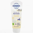 Sanosan Baby Sun Cream SPF 50+ by Glowderma Lab Prt.Ltd, baby-safe sunscreen tube with SPF 50+ for sensitive skin protection.