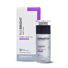 Copperpods Dermatica RetiBright Night Cream jar with white lid and label, showcasing the skincare product for nighttime use.