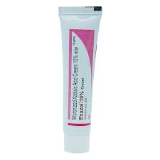 Aurochem Ezanic Cream 10% in a white tube, showing the product packaging and label on a plain background.