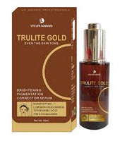 Allodermis Trulite Gold Serum in a sleek dropper bottle, highlighting its luxurious gold-infused skincare formula.
