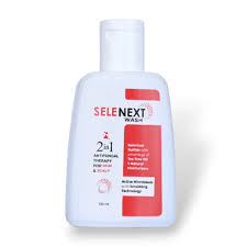 Cimera Care Selenext Body Wash bottle with pump dispenser, creamy texture, and clean minimalist packaging.