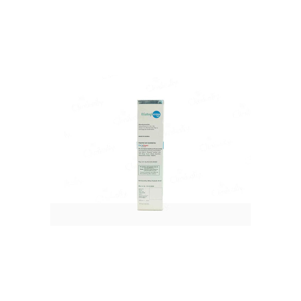Efatop Hydra Gel in 30ml container, moisturizing skincare product by Eris Oaknet Healthcare Private Limited, with clear gel texture.
