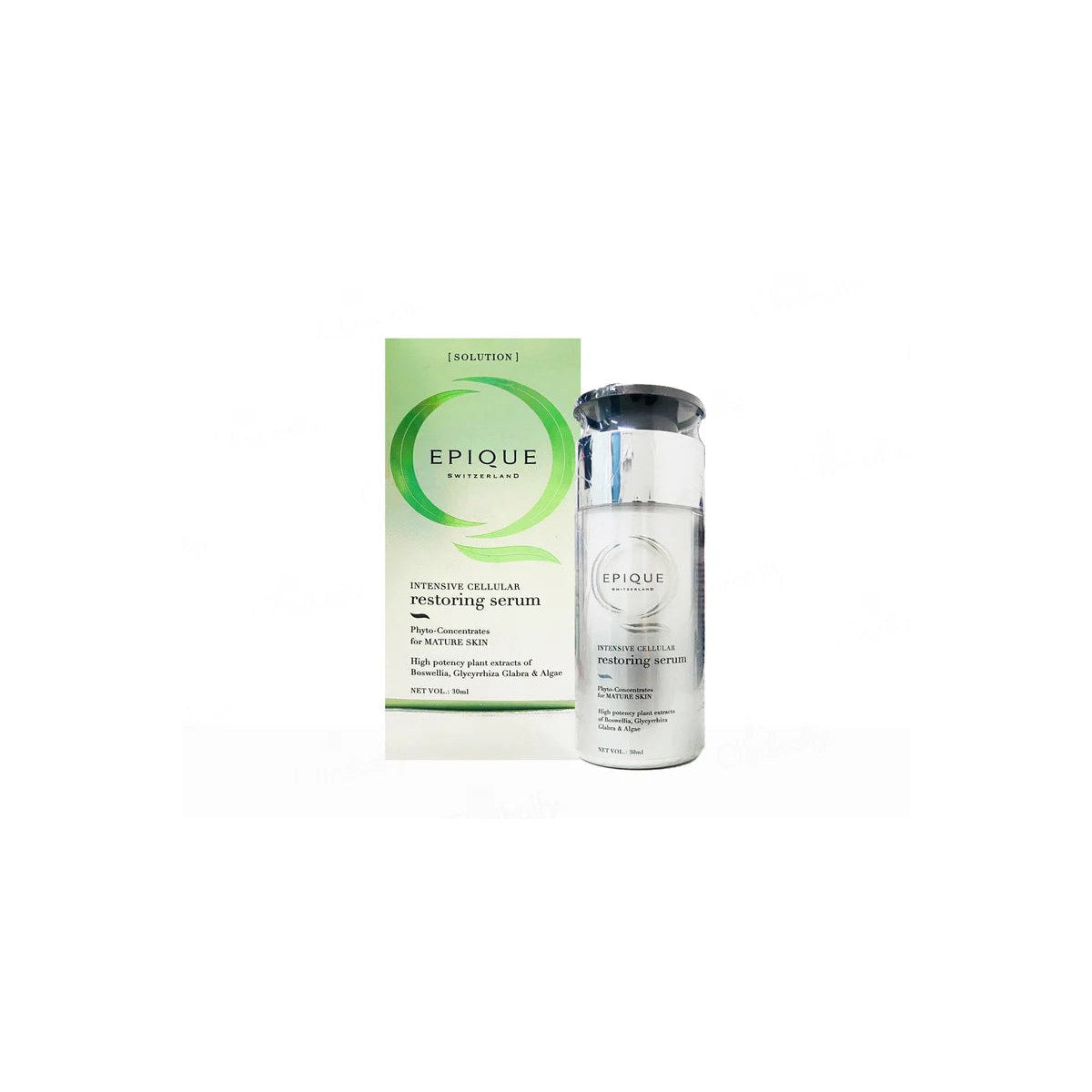 Epique Intensive Cellular Repair Serum by Specialty Innovation Co. Ltd. in a sleek bottle, designed for restoring and rejuvenating skin.