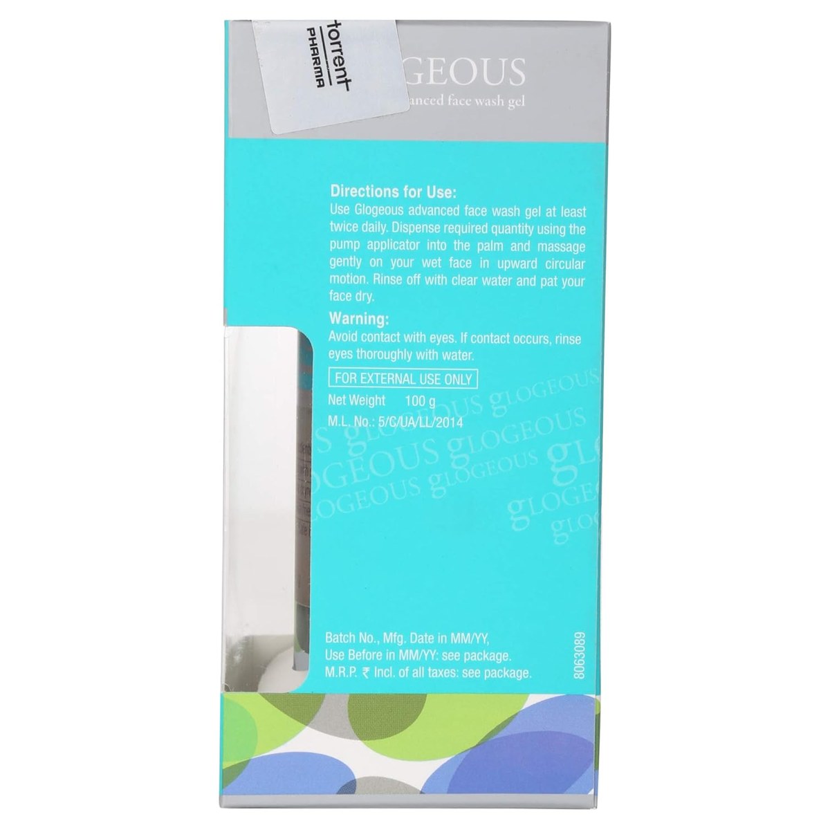 Tube of Glogeous Advanced Face Wash Gel by Torrent Pharmaceuticals Ltd. with a sleek, clean design and bright packaging.