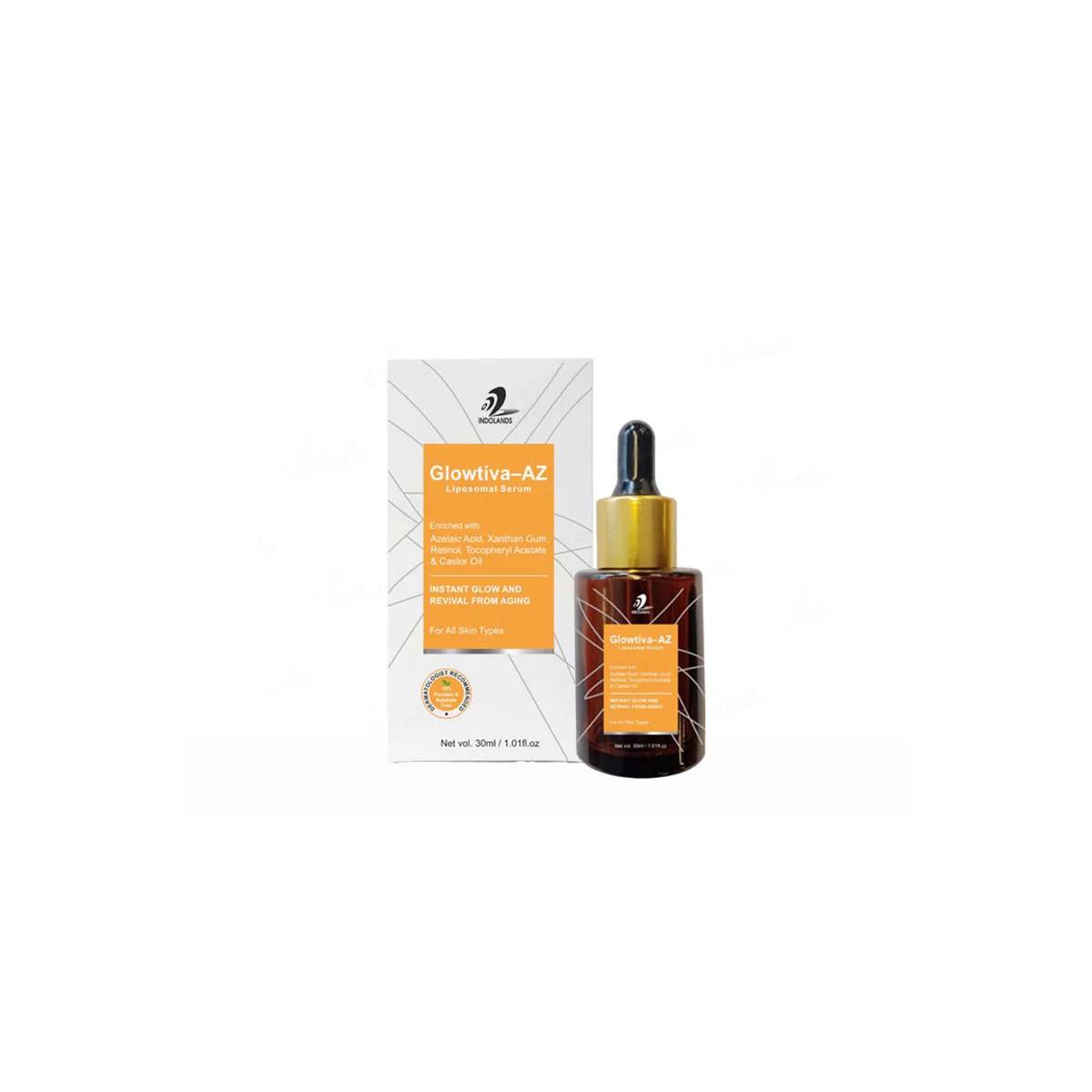 Glowtiva-AZ Liposomal Serum from M/s Samrvir Biotech Pvt. Ltd. in a sleek bottle with a dropper, designed for skincare and hydration.