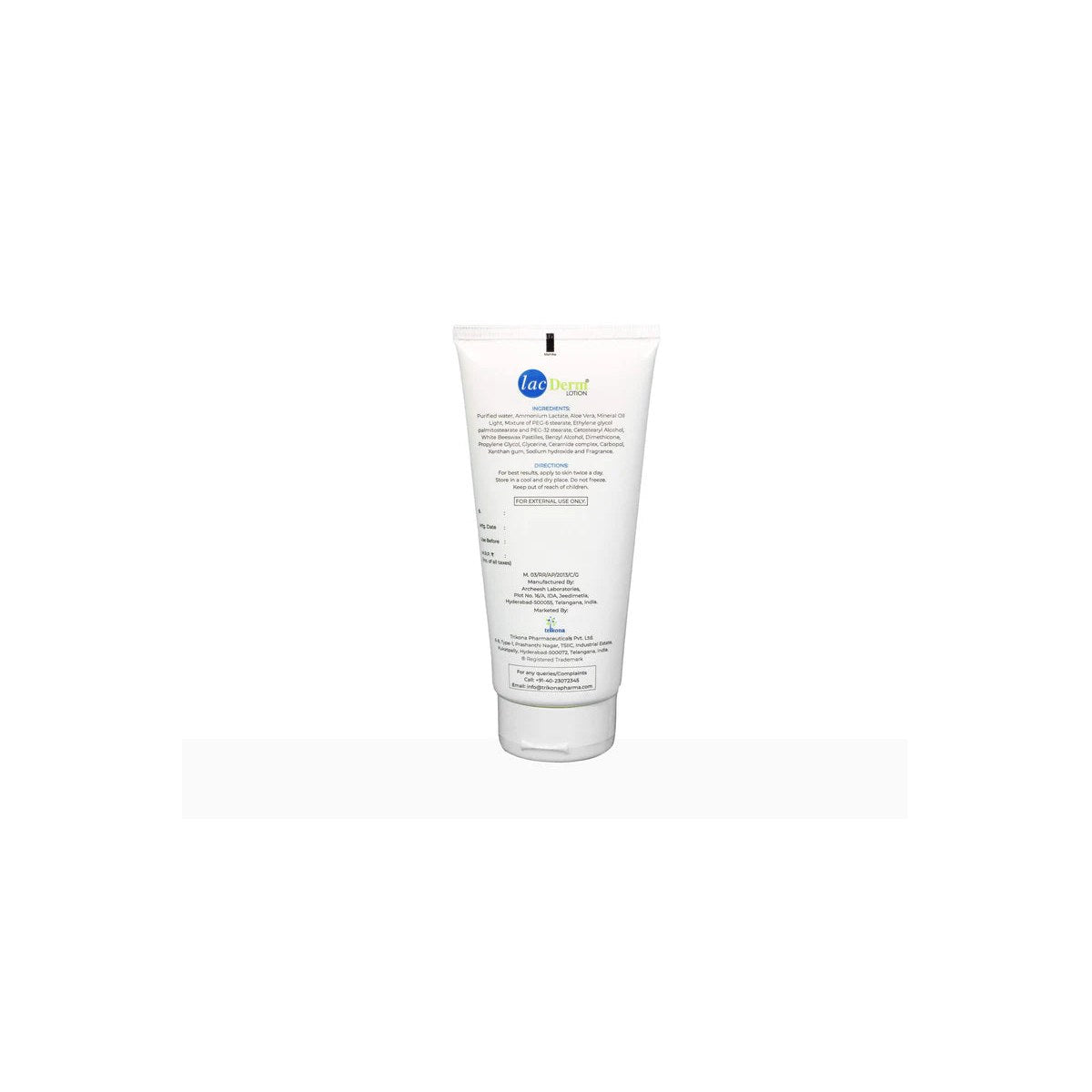 Lac Derm Lotion by Archeesh Laboratories, a soothing skincare lotion with a pump dispenser, designed for skin repair and relief.