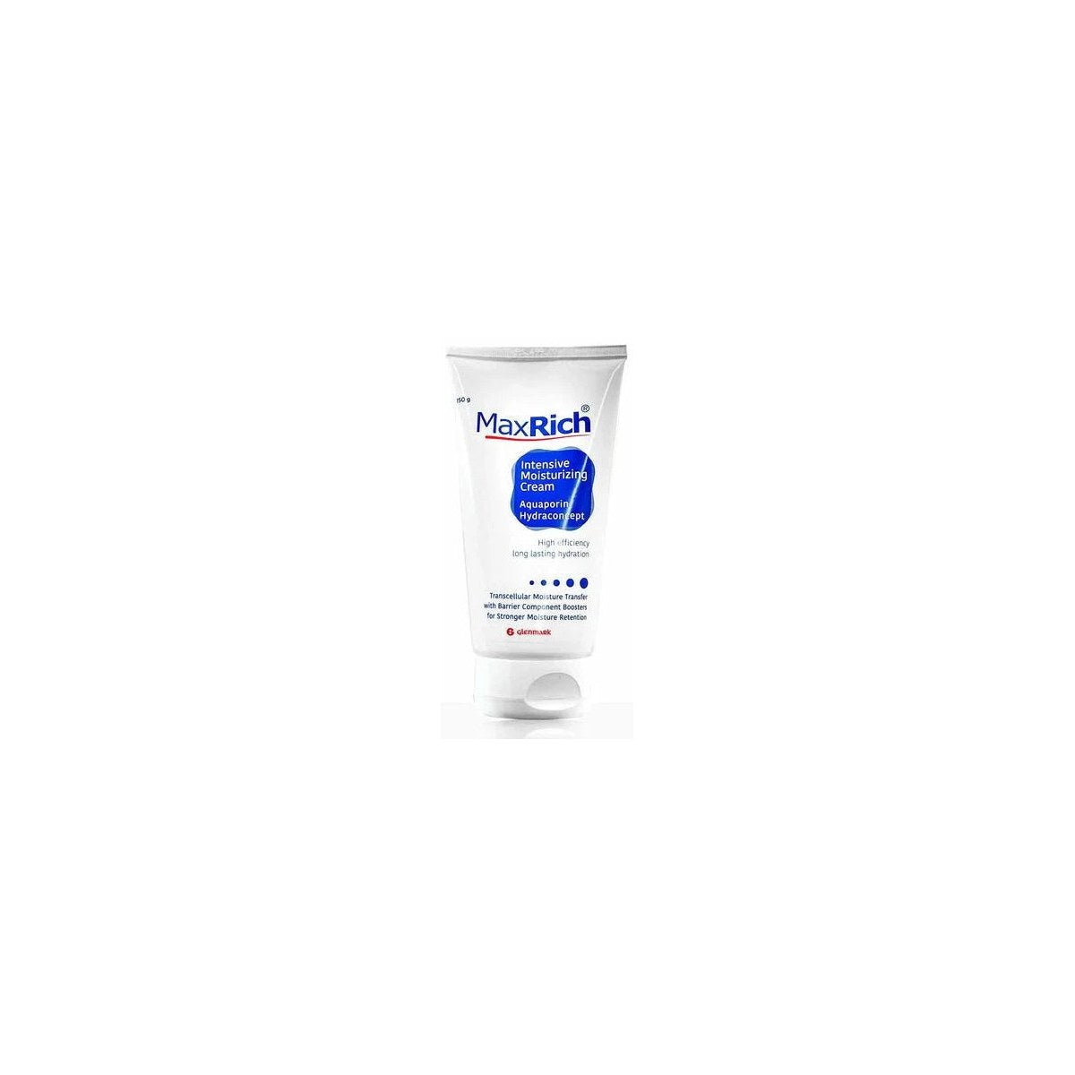 Glenmark MaxRich YU Daily Use Cream in a jar, showing the cream's smooth texture and packaging for skin repair.