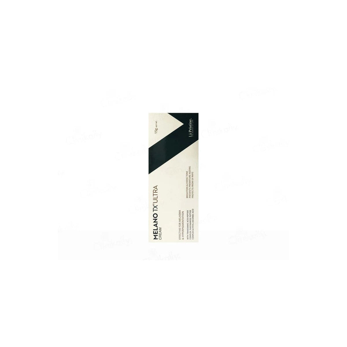 Jar of Melano-TX Ultra Cream by Pharma Synth Formulations Ltd. with a white and blue container, showcasing the skincare product.