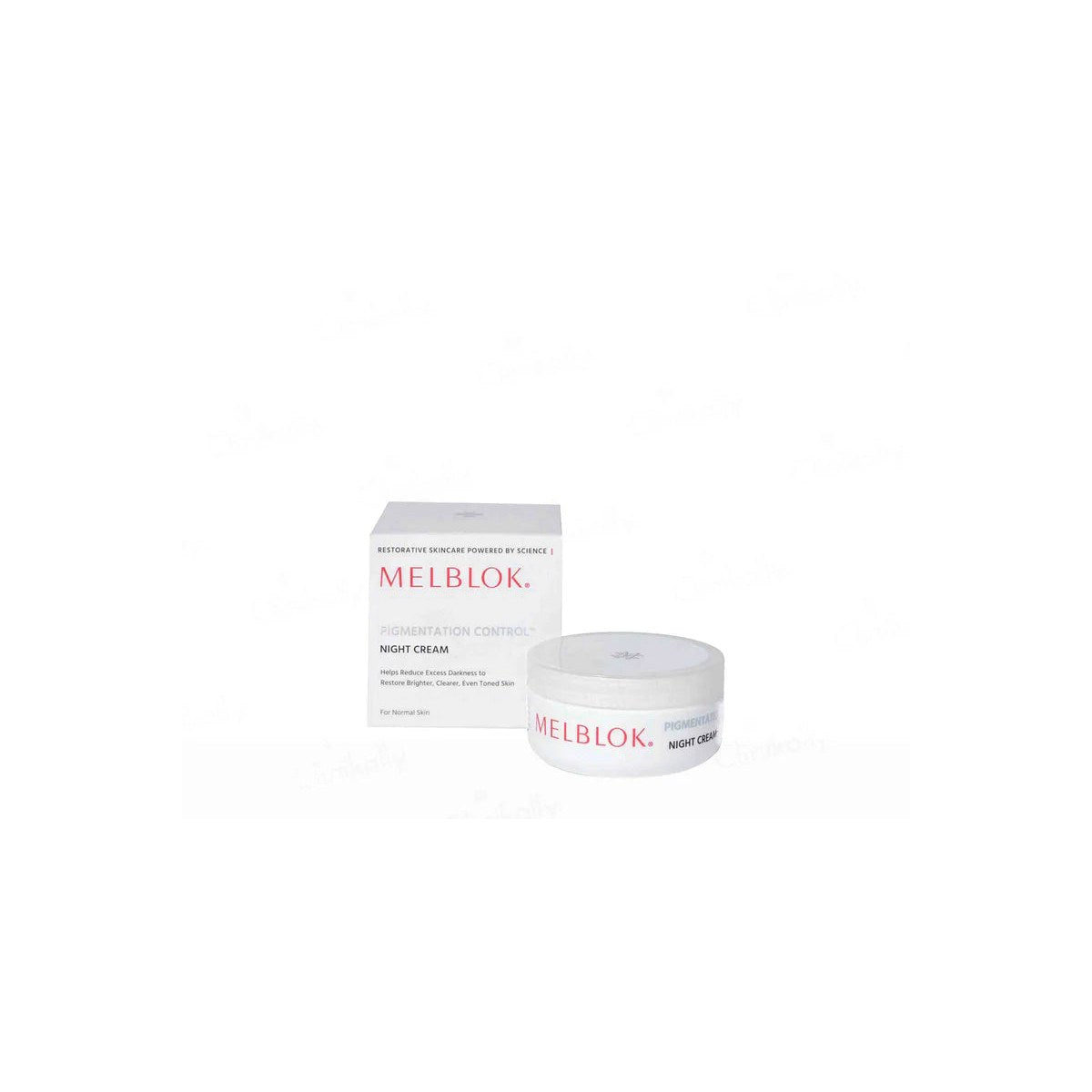 Ratti Corporation Melblok Pigmentation Control Night Cream jar with label and creamy texture visible.