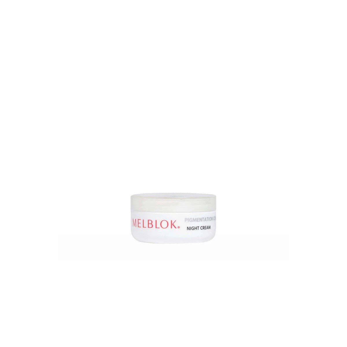 Ratti Corporation Melblok Pigmentation Control Night Cream jar with white and pink packaging and product label visible.