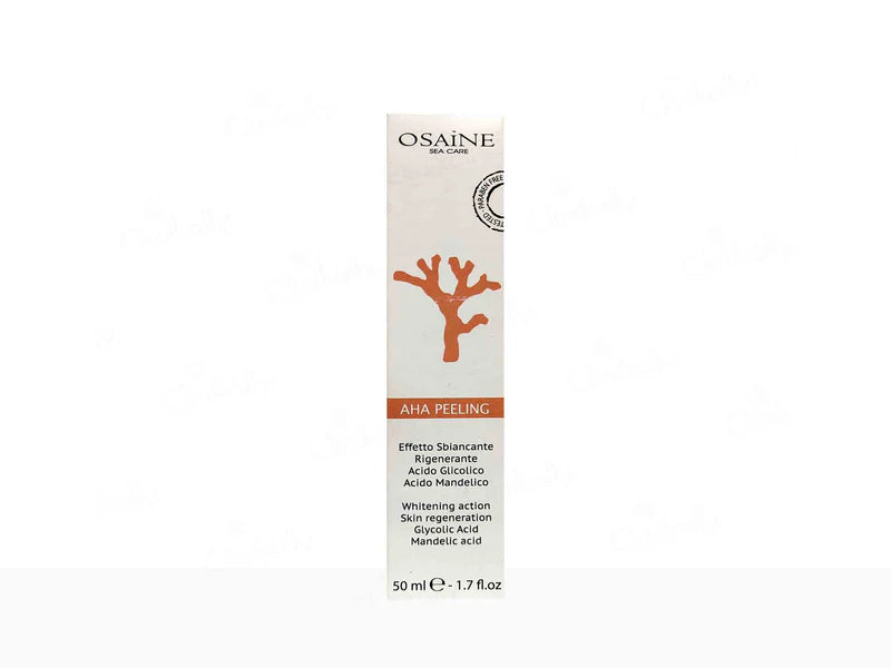 Osaine AHA Peeling from Geosmatic Cosmeceuticals, featuring a sleek tube with a white and blue label, suitable for skin exfoliation.