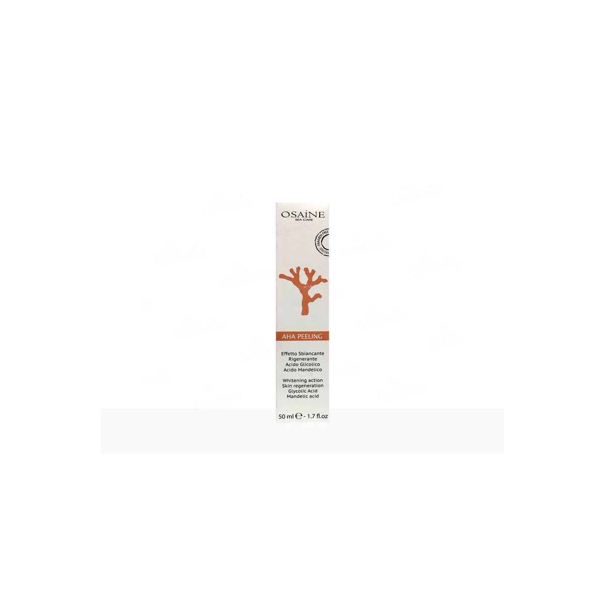 Osaine AHA Peeling from Geosmatic Cosmeceuticals, featuring a sleek tube with a white and blue label, suitable for skin exfoliation.