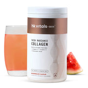 Allodermis Skin Radiance Collagen powder with watermelon flavor, featuring marine collagen in a 400g container.