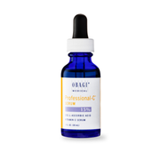 Allodermis OBAGI Professional-C 15% Vitamin C Serum bottle, clear bottle with white cap, displaying bright orange label.
