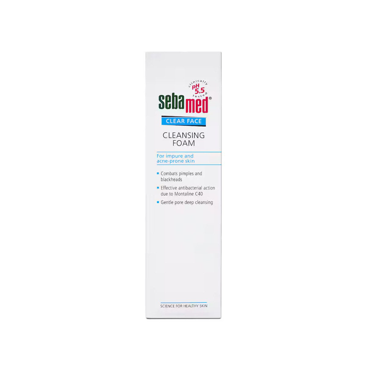 Sebamed Clear Face Cleansing Foam Wash for acne-prone and oily skin, gentle foaming cleanser in a bottle.
