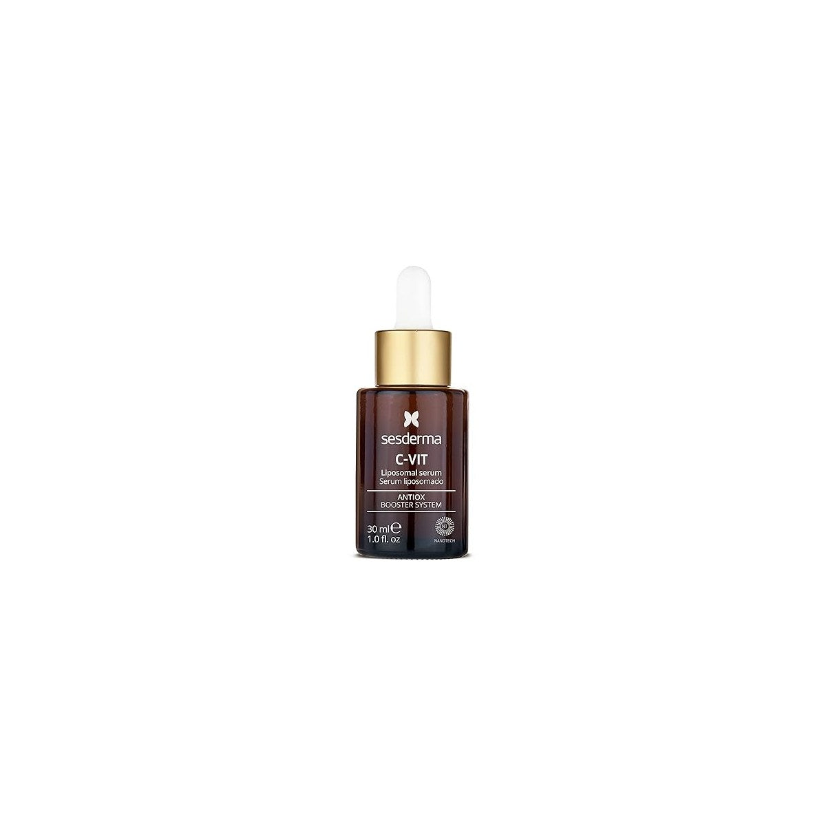 Allodermis Sesderma C-VIT Liposomal Serum in a clear bottle with dropper for brightening and antioxidant skin care.