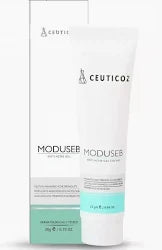 Ceuticoz Moduseb Anti-Acne Gel by Hitech Formulations Pvt. Ltd. shown in a clear tube with a white cap, suitable for acne-prone skin.