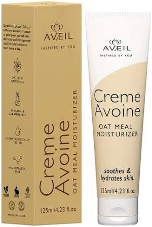 AS Dermaceuticals Aveil Creme Avoine Oat Meal Moisturizer in a jar, showing creamy texture and soothing ingredients for sensitive skin.