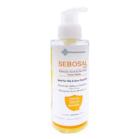 Cream face wash by AUROCHEM LABORATORIES showing a tube of Sebosal Face Wash cream for cleansing skin.