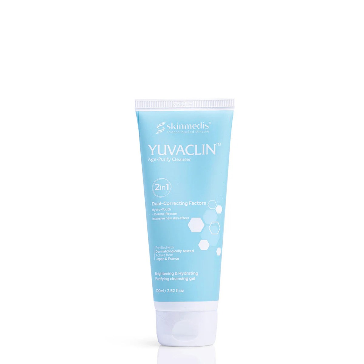 Skinmedis Yuvaclin Age Purify Cleanser bottle with pump and label, displayed on a white background.