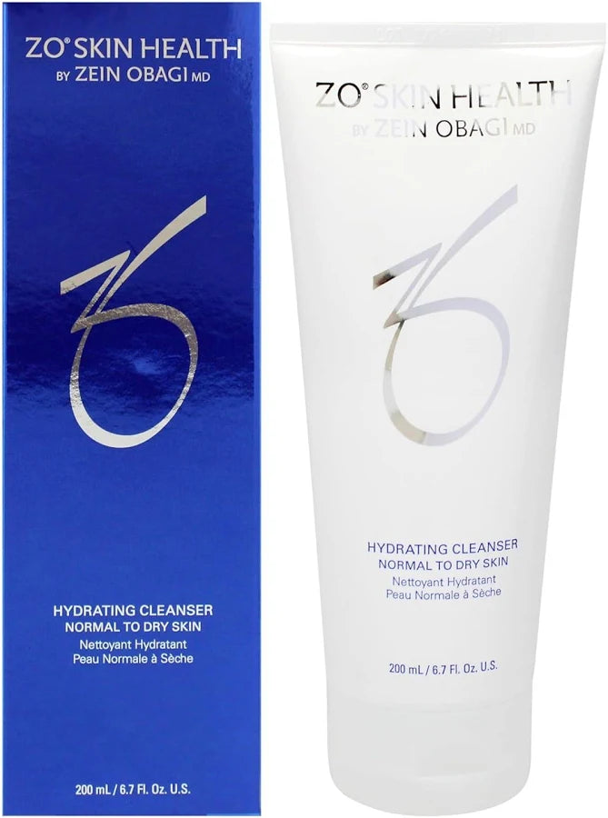 Zo Skin Health Gentle Cleanser bottle from Allodermis, showing the clear liquid and product label on the white pump bottle.
